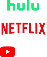 Logos: Hulu, Netflix, YouTube