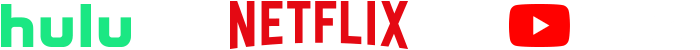Logos: Hulu, Netflix, YouTube